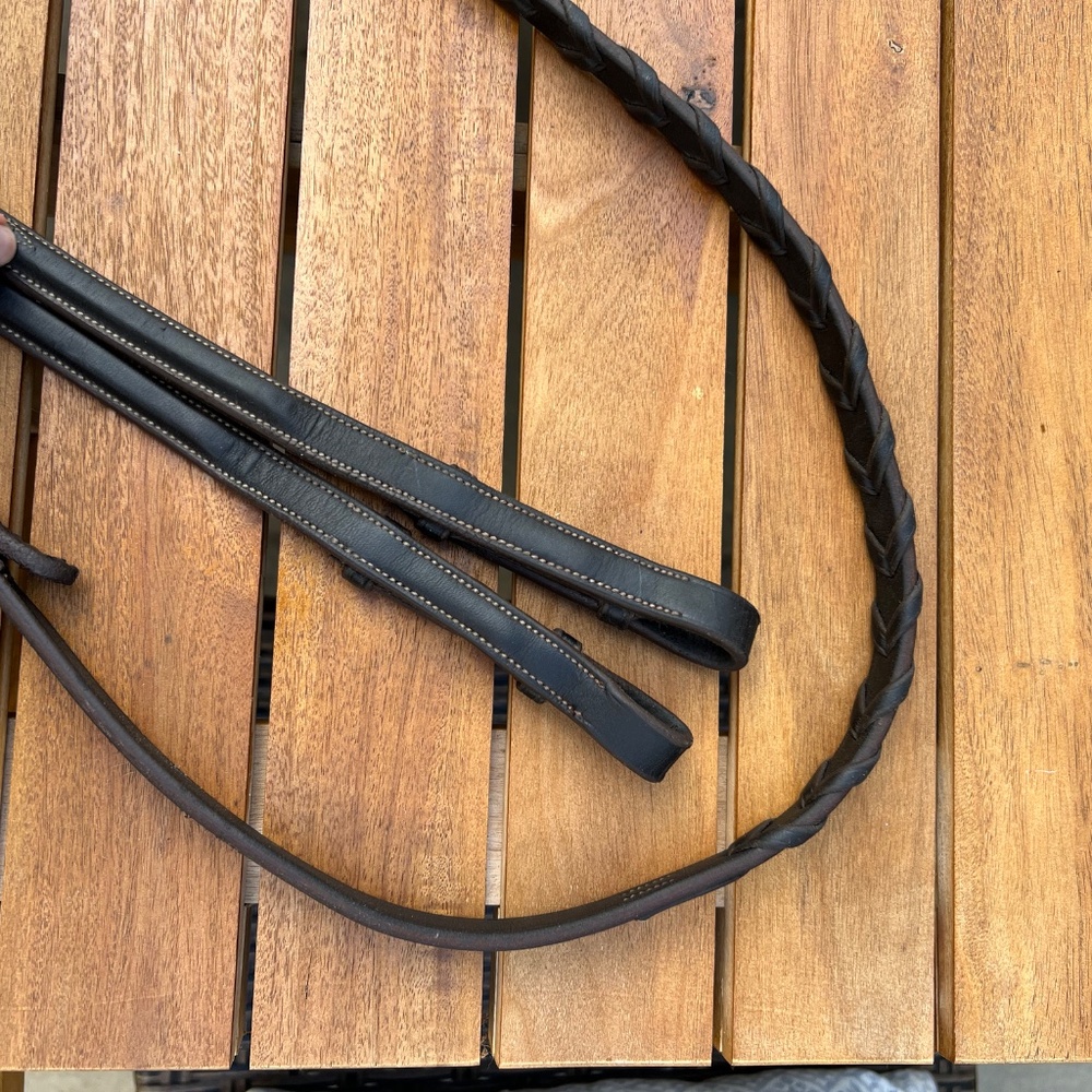Fancy Stitched Hunter Laced Reins Equestrian Tack - Picture 3 of 9